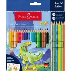Faber-Castell Grip Dinoszaurusz 18+6 db háromszögletű színes ceruza készlet Faber-Castell Grip Dinoszaurusz 18+6 db háromszögletű színes ceruza készlet