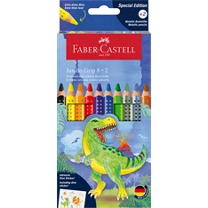 Faber-Castell Grip Jumbo Dinoszaurusz 8+2 db háromszögletű színes ceruza készlet Faber-Castell Grip Jumbo Dinoszaurusz 8+2 db háromszögletű színes ceruza készlet