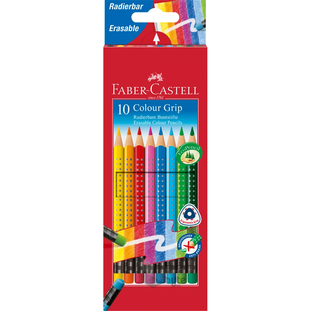 Faber-Castell Grip háromszögletű radíros 10 db színesceruza készlet