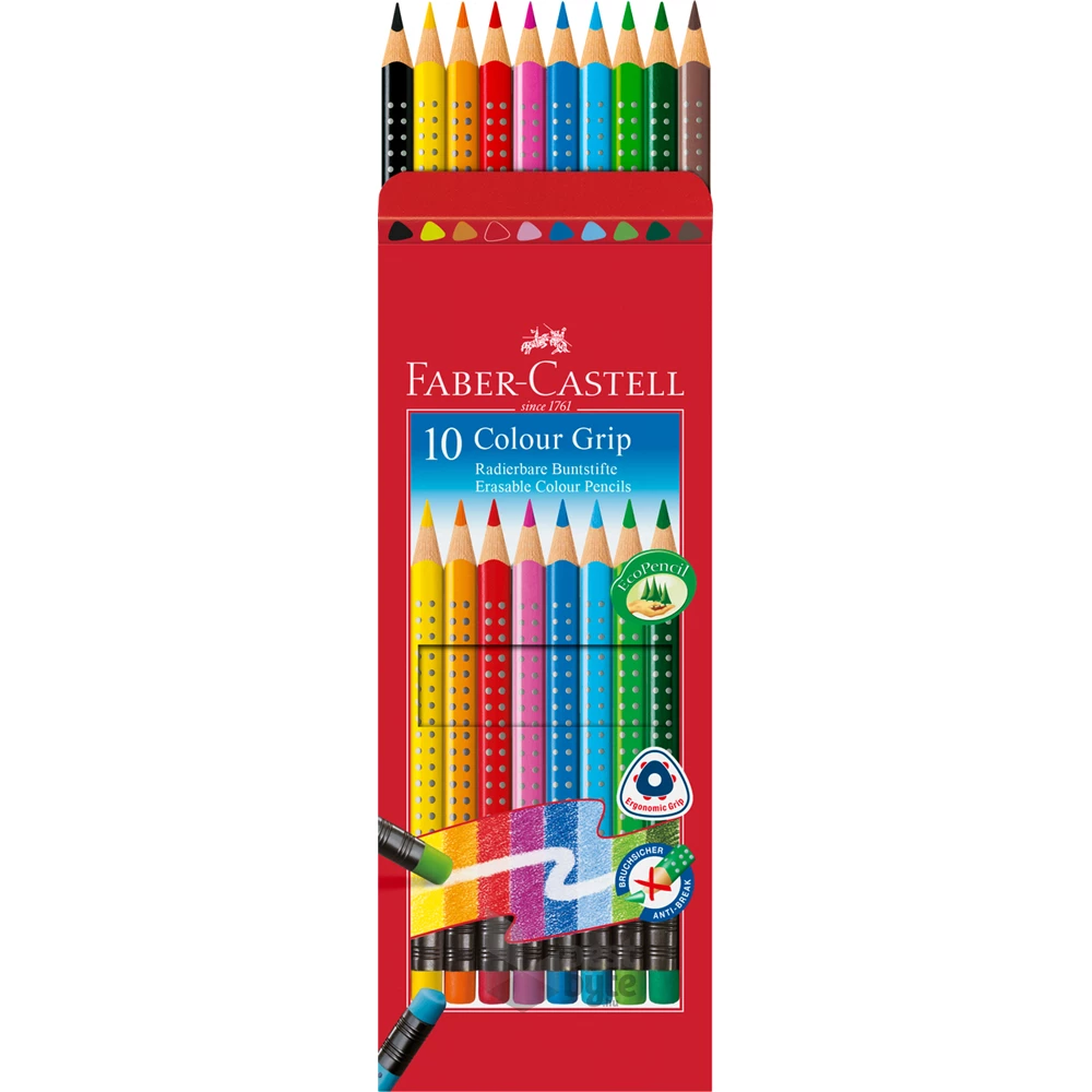 Faber-Castell Grip háromszögletű radíros 10 db színesceruza készlet