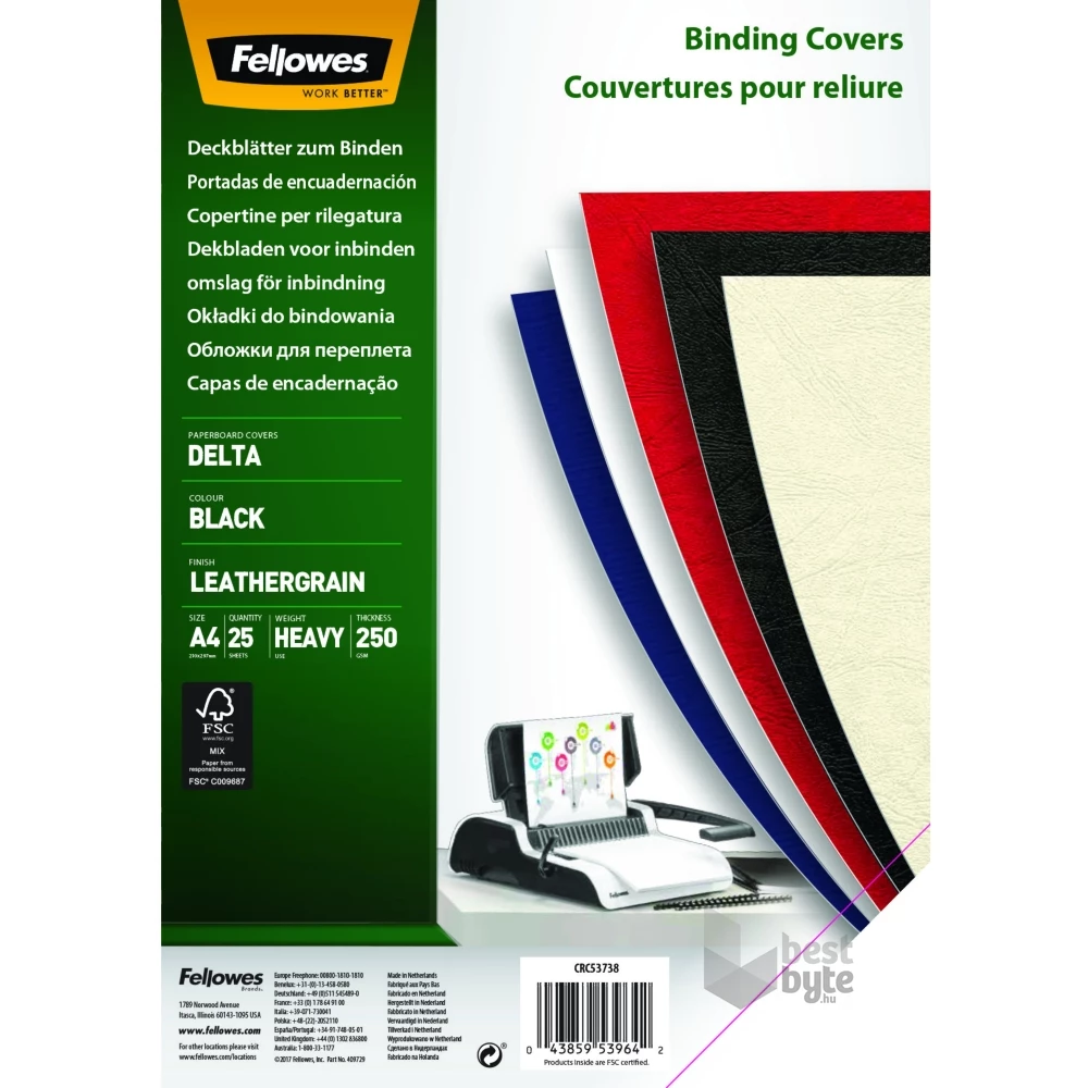Fellowes 25db-os fekete hátlap