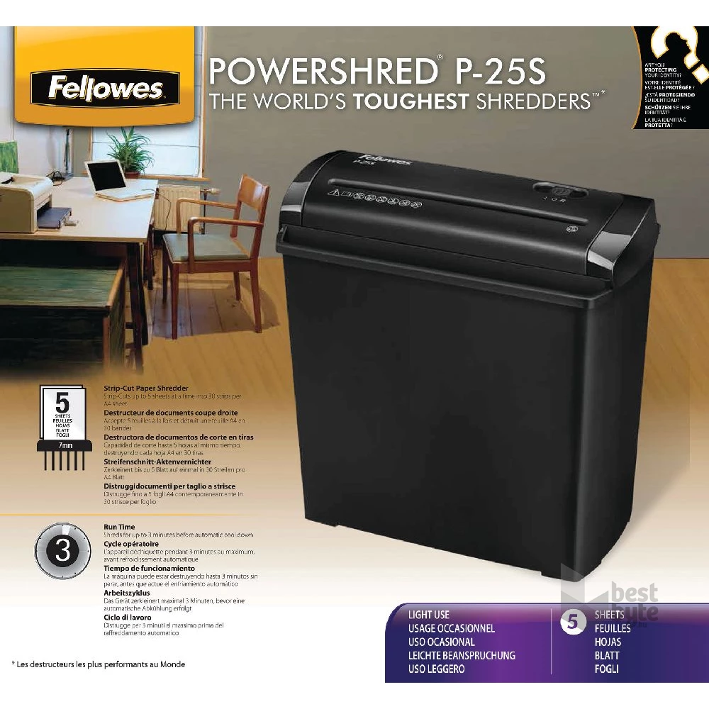 Fellowes 4701001 Powershred P-25 csík 5 lap iratmegsemmisítő