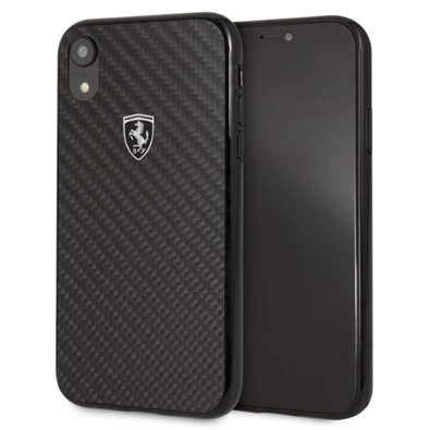 Ferrari Heritage iPhone XR fekete kemény/valódi karbon tok