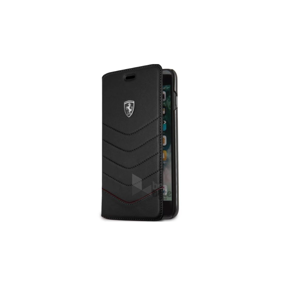 Ferrari Heritage iPhone 7 Plus fekete tűzdelt/kinyitható bőr tok
