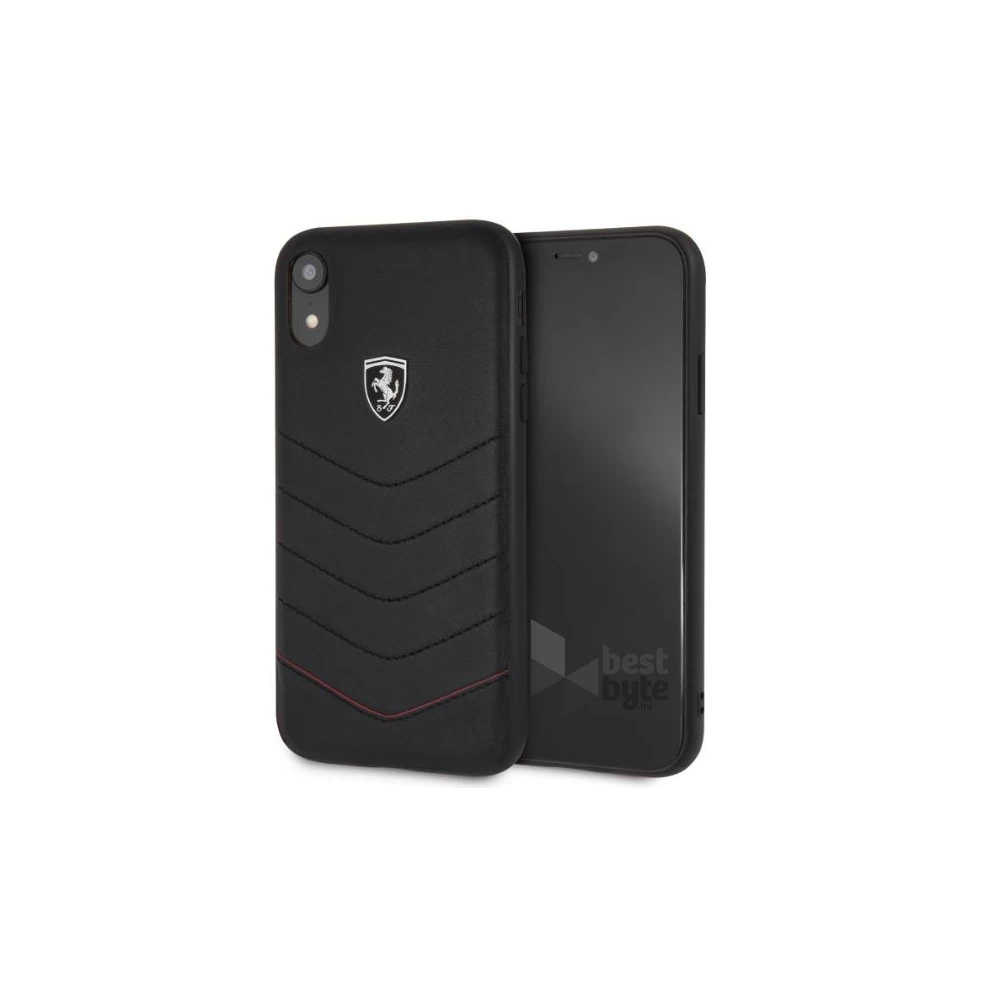 Ferrari Heritage iPhone XR fekete tűzdelt/kemény bőr tok