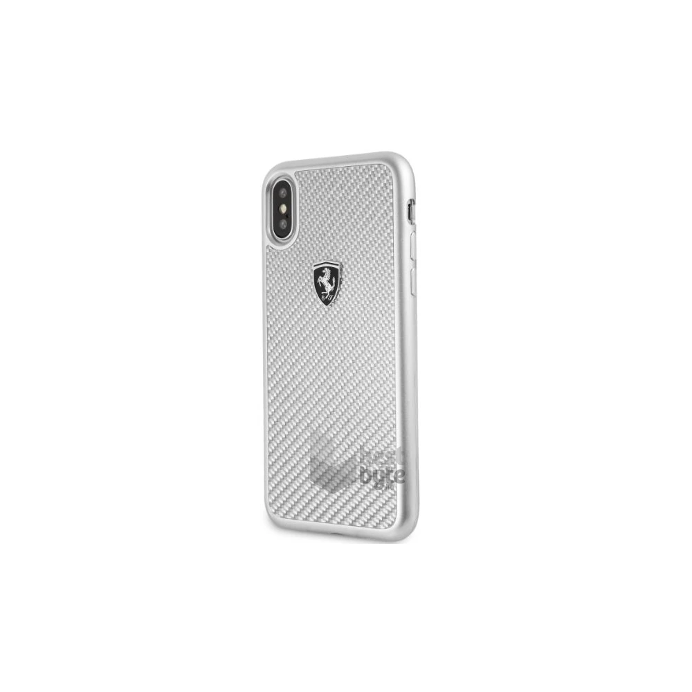 Ferrari Heritage iPhone X/XS ezüst kemény/valódi karbon tok