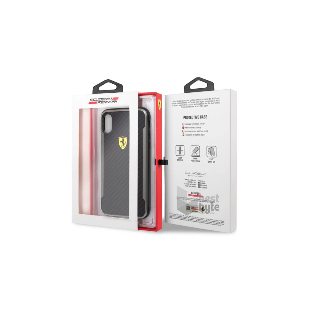 Ferrari SF Racing Shield iPhone XR fekete karbon hatású hátlap