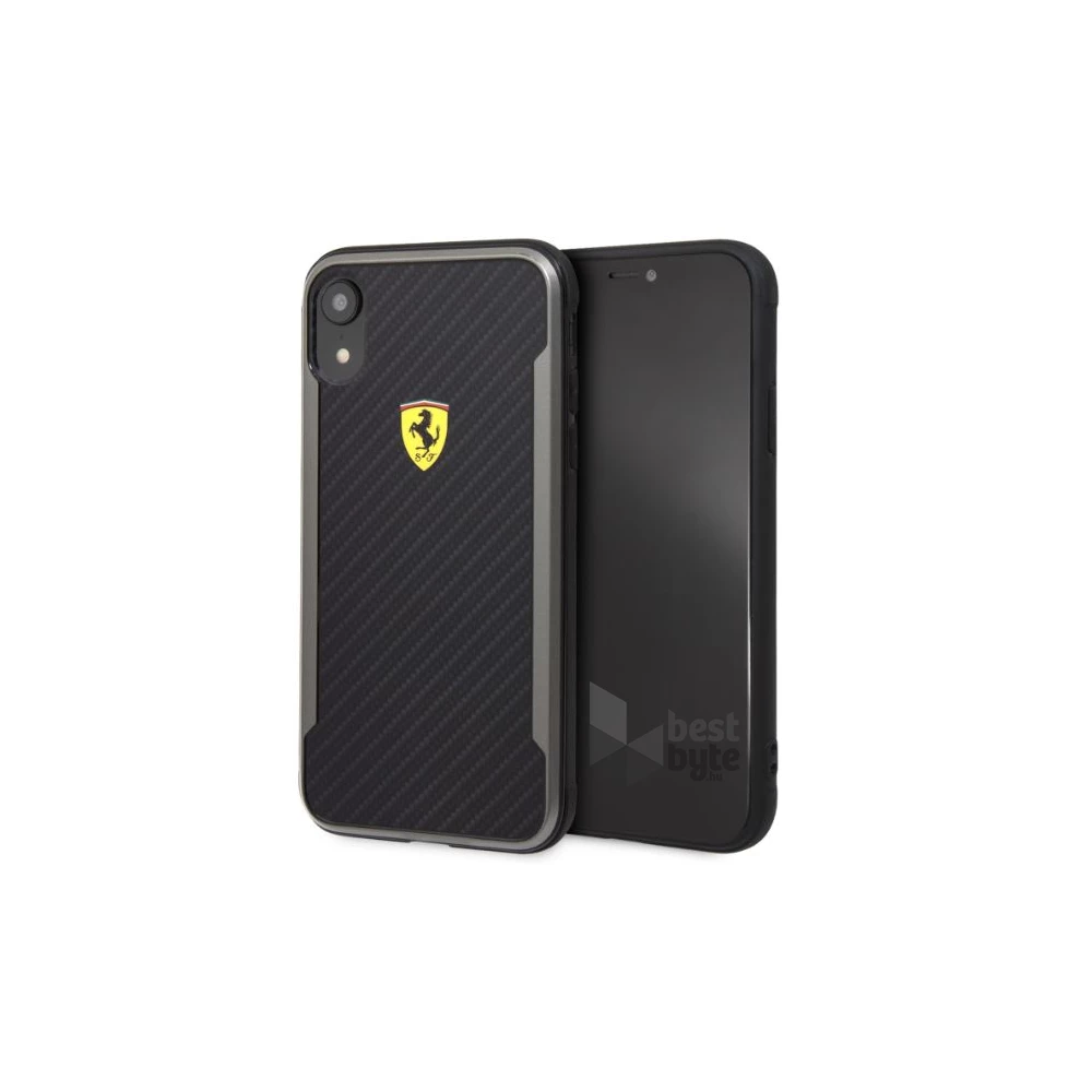 Ferrari SF Racing Shield iPhone XR fekete karbon hatású hátlap