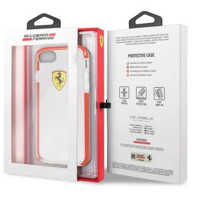 Ferrari iPhone 7 átlátszó/piros fényes tok