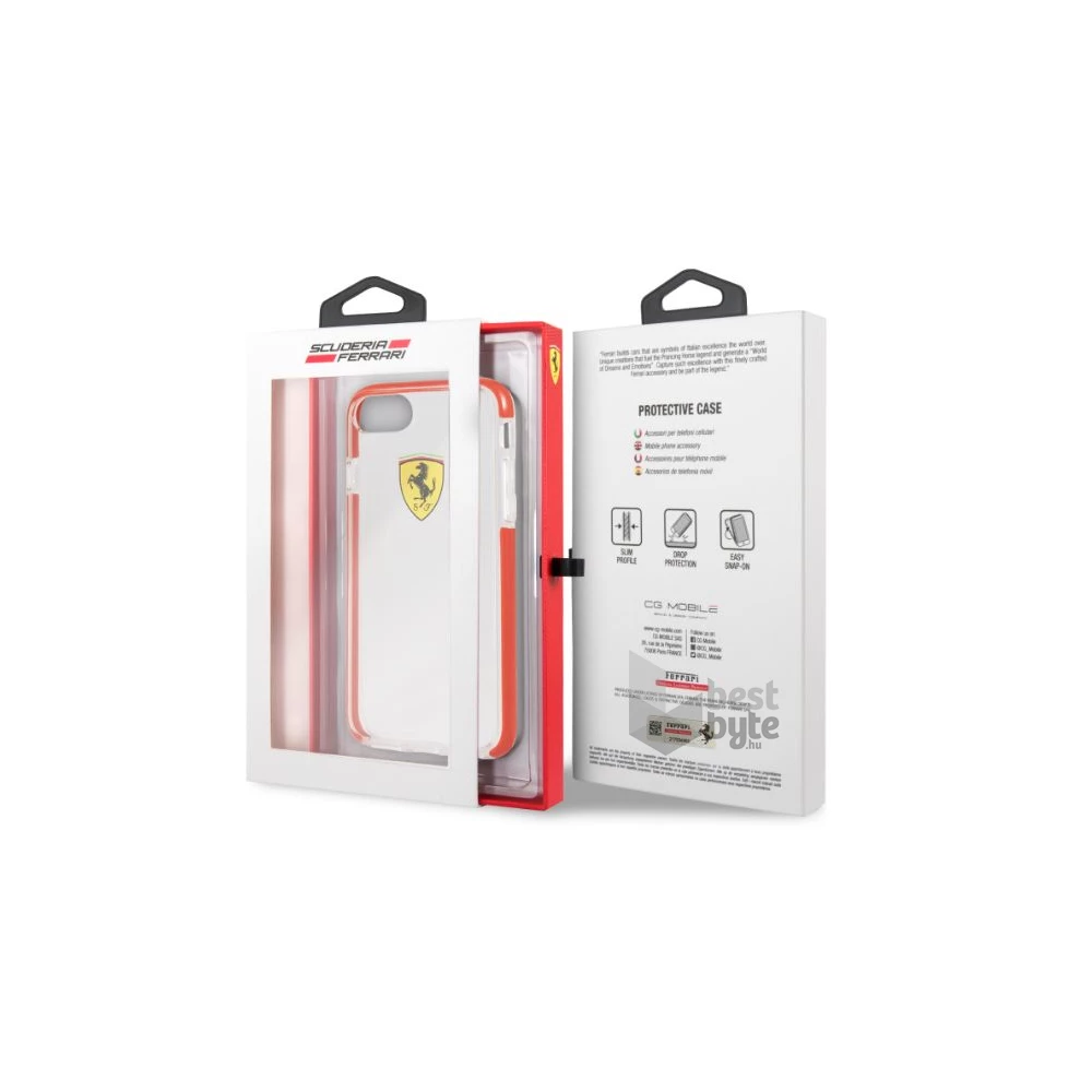 Ferrari iPhone 7 átlátszó/piros fényes hátlap