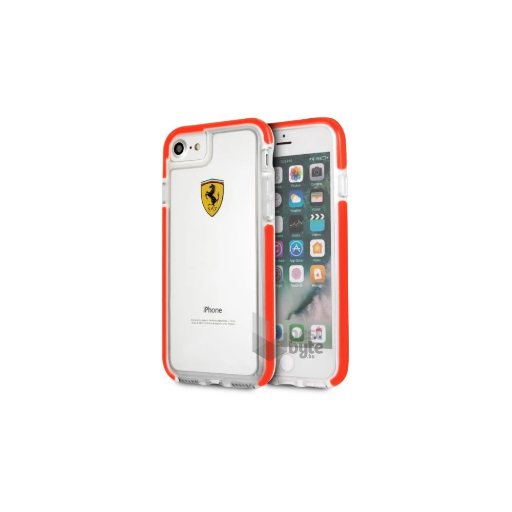Ferrari iPhone 7 átlátszó/piros fényes hátlap