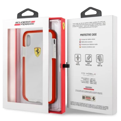 Ferrari iPhone X átlátszó/piros kemény fényes tok