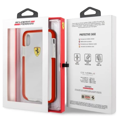 Ferrari iPhone X átlátszó/piros kemény fényes hátlap
