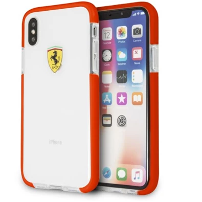 Ferrari iPhone X átlátszó/piros kemény fényes tok