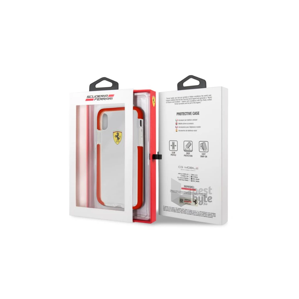 Ferrari iPhone X átlátszó/piros kemény fényes hátlap