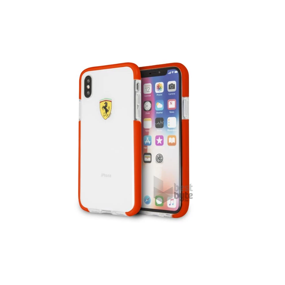 Ferrari iPhone X átlátszó/piros kemény fényes hátlap