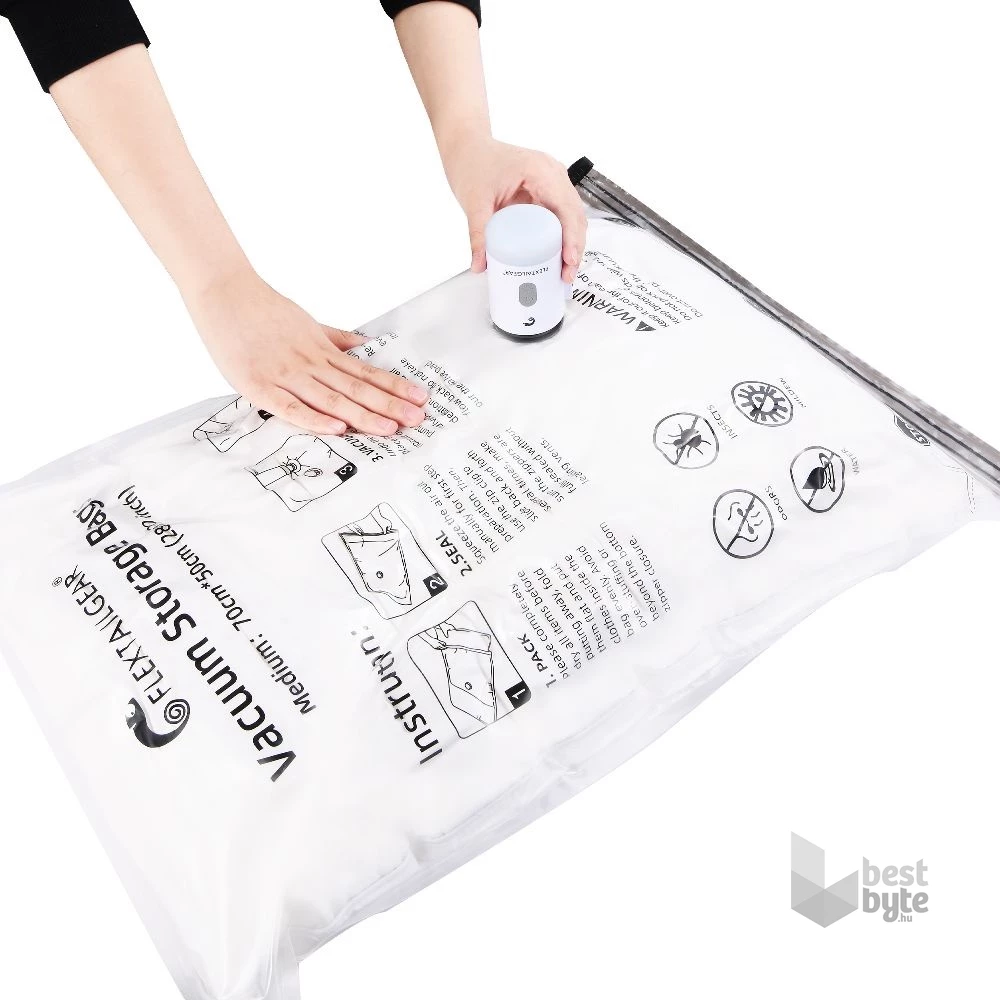 Flextail vákuumzsák szett – 4 db 60 × 80 cm-es újrahasználható tárolózsák L méret