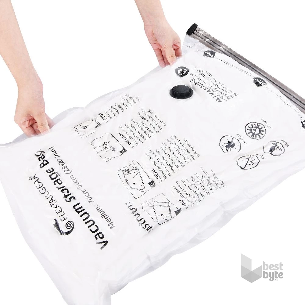 Flextail vákuumzsák szett – 4 db 60 × 80 cm-es újrahasználható tárolózsák L méret
