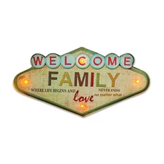 Forever Light RTV100463 WELCOME FAMILY USB falra akasztható RETRO metál LED dekorációs lámpa Forever Light RTV100463 WELCOME FAMILY USB falra akasztható RETRO metál LED dekorációs lámpa
