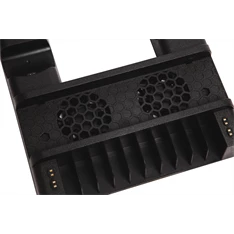 FroggieX FX-P4-C3-B Cooling Charging Stand & Storage PS4 fekete konzol hűtő + töltőállomás + lemez tartó