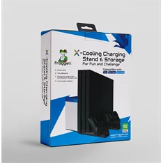 FroggieX Cooling Charging Stand & Storage PS4 fekete konzol hűtő + töltőállomás + lemez tartó