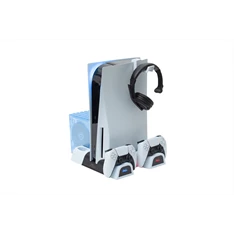 FroggieX FX-P5-C3-W Cooling Charging Stand & Storage PS5 konzol hűtő + dual töltőállomás + lemez tartó