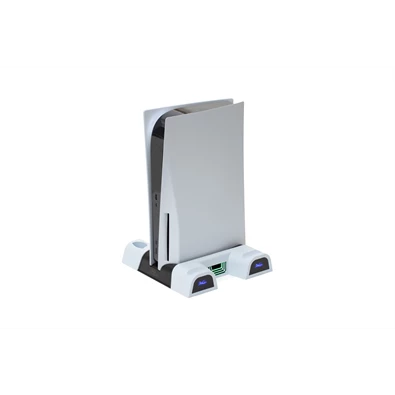 FroggieX FX-P5-C3-W Cooling Charging Stand & Storage PS5 konzol hűtő + dual töltőállomás + lemez tartó