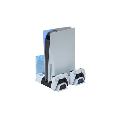 FroggieX FX-P5-C3-W Cooling Charging Stand & Storage PS5 konzol hűtő + dual töltőállomás + lemez tartó