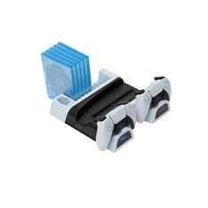 FroggieX FX-P5-C3-W Cooling Charging Stand & Storage PS5 konzol hűtő + dual töltőállomás + lemez tartó