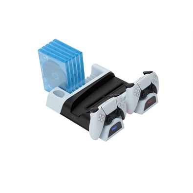 FroggieX FX-P5-C3-W Cooling Charging Stand & Storage PS5 konzol hűtő + dual töltőállomás + lemez tartó