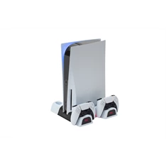 FroggieX FX-P5-C3-W Cooling Charging Stand & Storage PS5 konzol hűtő + dual töltőállomás + lemez tartó
