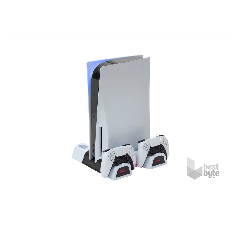 FroggieX FX-P5-C3-W Cooling Charging Stand & Storage PS5 konzol hűtő + dual töltőállomás + lemez tartó