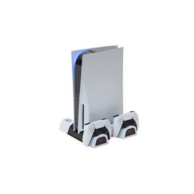 FroggieX FX-P5-C3-W Cooling Charging Stand & Storage PS5 konzol hűtő + dual töltőállomás + lemez tartó