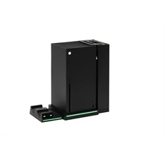 FroggieX FX-XS-C1-B Xbox Series X | S fekete konzol hűtő + dual töltőállomás + lemez tartó