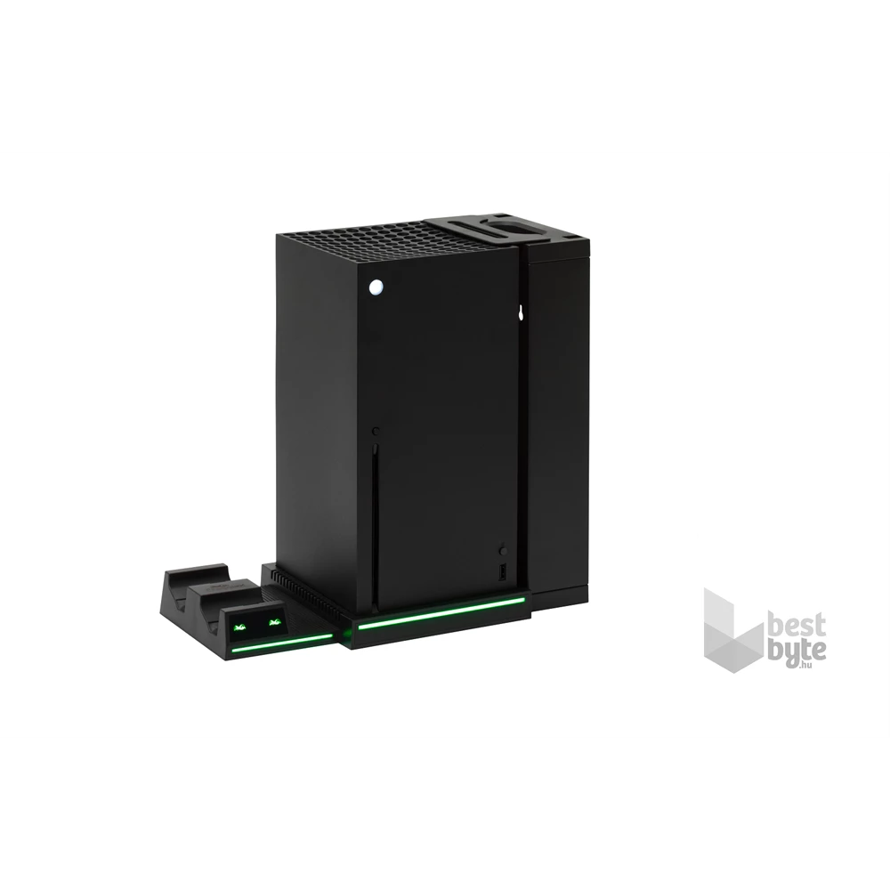 FroggieX FX-XS-C1-B Xbox Series X | S fekete konzol hűtő + dual töltőállomás + lemez tartó