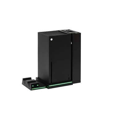 FroggieX FX-XS-C1-B Xbox Series X | S fekete konzol hűtő + dual töltőállomás + lemez tartó