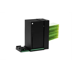 FroggieX FX-XS-C1-B Xbox Series X | S fekete konzol hűtő + dual töltőállomás + lemez tartó