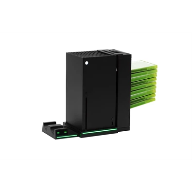FroggieX FX-XS-C1-B Xbox Series X | S fekete konzol hűtő + dual töltőállomás + lemez tartó
