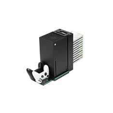 FroggieX FX-XS-C1-B Xbox Series X | S fekete konzol hűtő + dual töltőállomás + lemez tartó