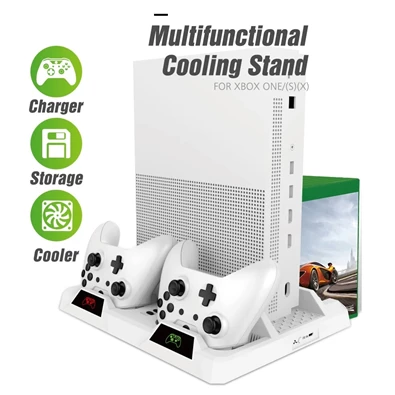 FroggieX Cooling Charging Stand & Storage Xbox One fehér konzol hűtő + töltőállomás + lemez tartó