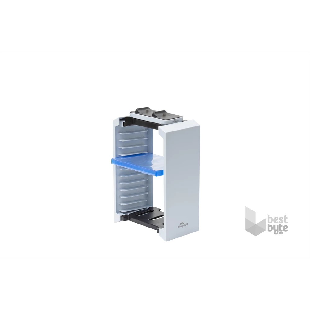 FroggieX FX-P5-C2-W Docking Charge and Storage PS5 dual fehér töltőállomás + lemez tartó állvány