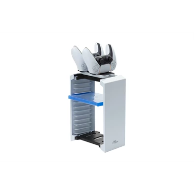 FroggieX FX-P5-C2-W Docking Charge and Storage PS5 dual töltőállomás + lemez tartó állvány