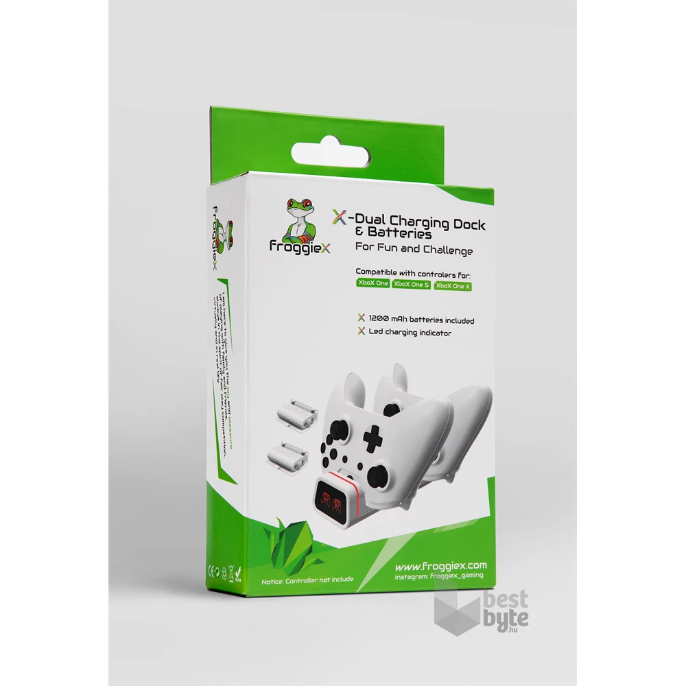 FroggieX FX-XB-C2-W Dual Charging Dock & Batteries Xbox One fehér töltőállomás + 2db akkumulátor