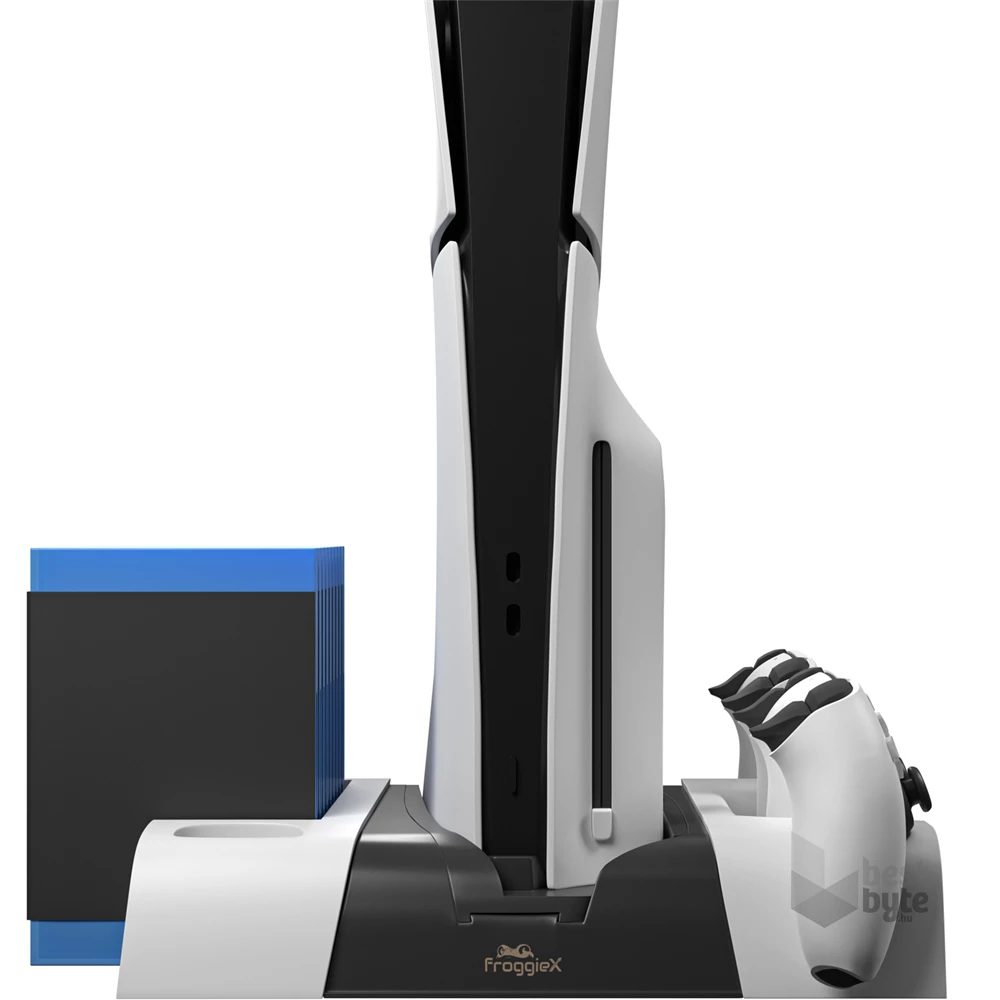 Froggiex FX-P5-C4-W PS5/PS5 Slim/PS5 Pro multifunkciós ventilátoros állvány + headset tartó