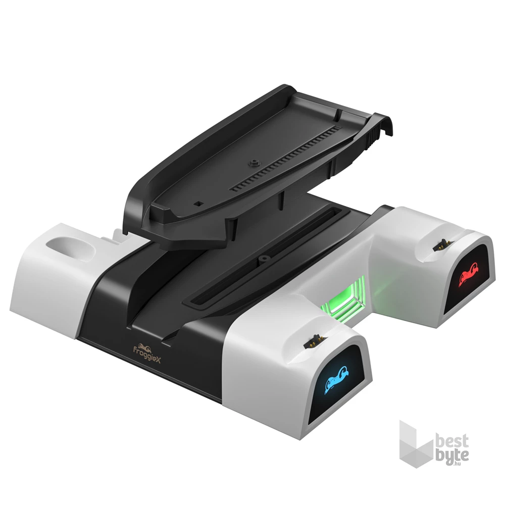 Froggiex FX-P5-C4-W PS5/PS5 Slim/PS5 Pro multifunkciós ventilátoros állvány + headset tartó