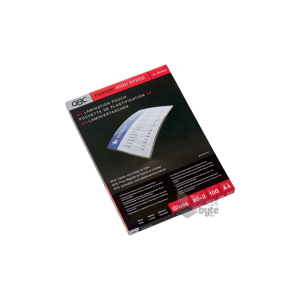 GBC high speed A4 2×80mic 100db-os fényes lamináló fólia
