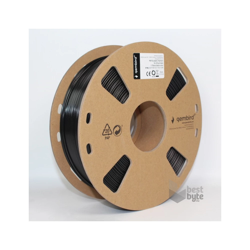 GEMBIRD PETG Fil Black 1.75mm 1kg