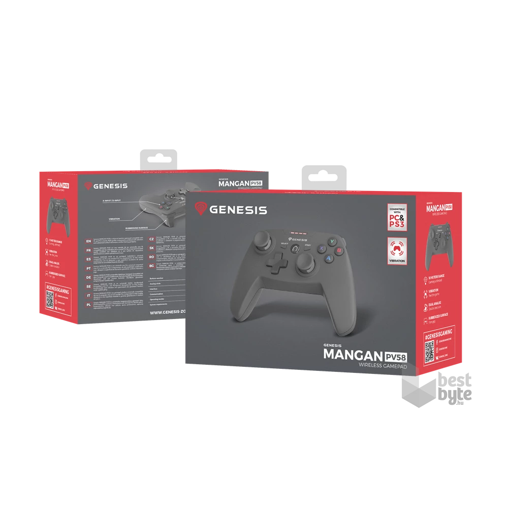 Genesis NJG-0692 PV58 PS3/PC vezeték nélküli fekete kontroller