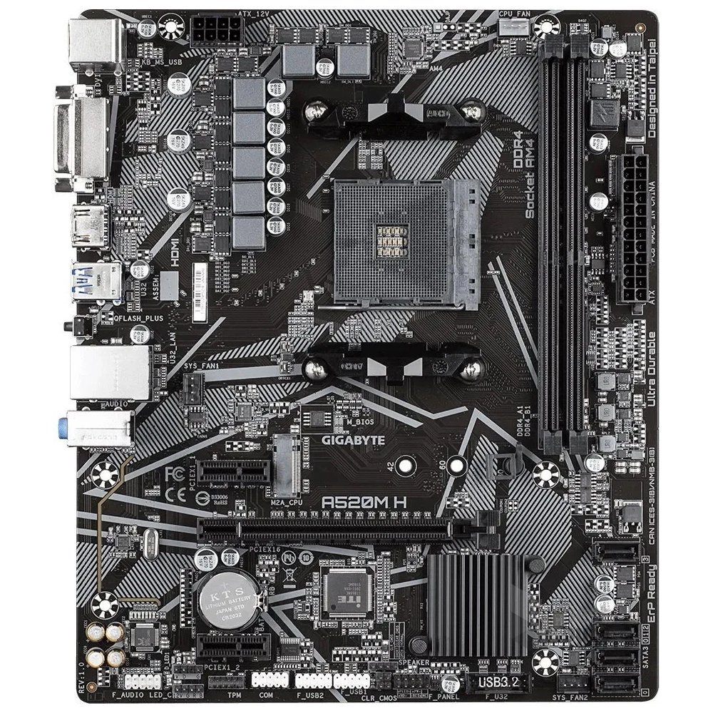 GIGABYTE Alaplap AM4 A520M H AMD A520, mATX
