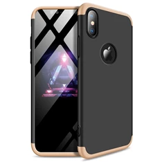 GKK GK0261 Apple iPhone XS Max hátlap - GKK 360 Full Protection 3in1 - Logo - fekete/arany